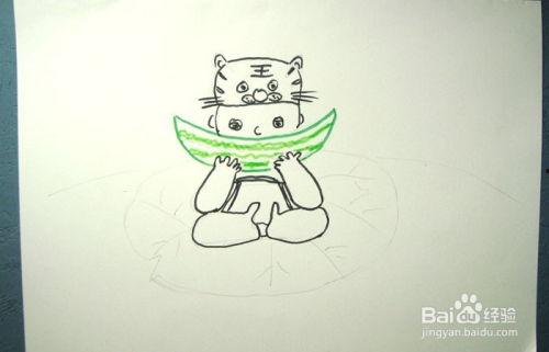 吃瓜孩子简笔画,童真视角下的欢乐瞬间